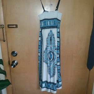 Aztec Funky Print Blue Festival Dress ONE SIZE